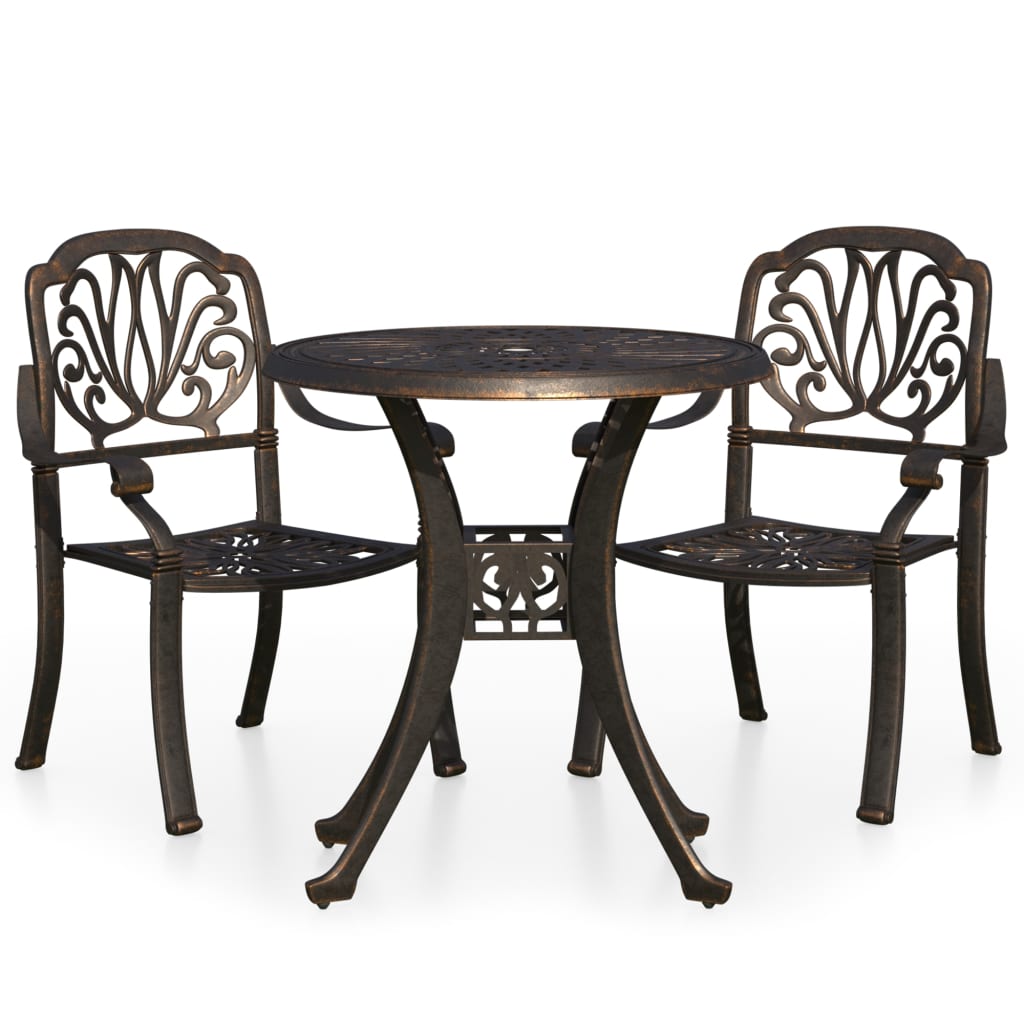 3-Tlg. Bistro-Set Aluminiumguss Bronzen