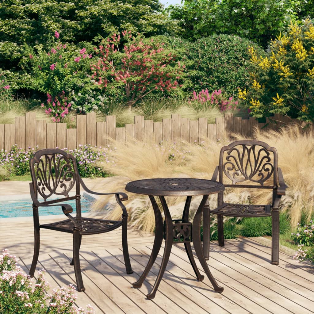 3-Tlg. Bistro-Set Aluminiumguss Bronzen