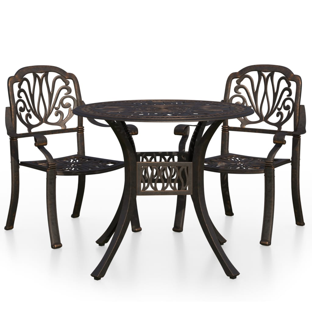 3-Tlg. Bistro-Set Aluminiumguss Bronzen