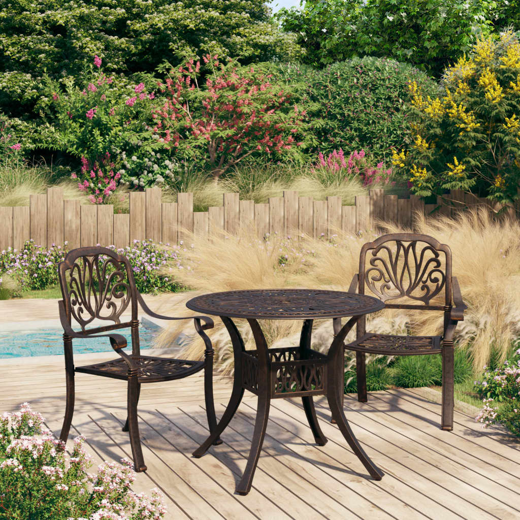 3-Tlg. Bistro-Set Aluminiumguss Bronzen