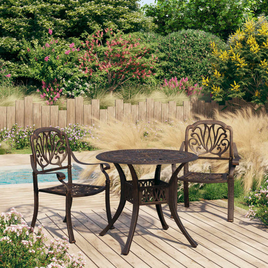 3-Tlg. Bistro-Set Aluminiumguss Bronzen