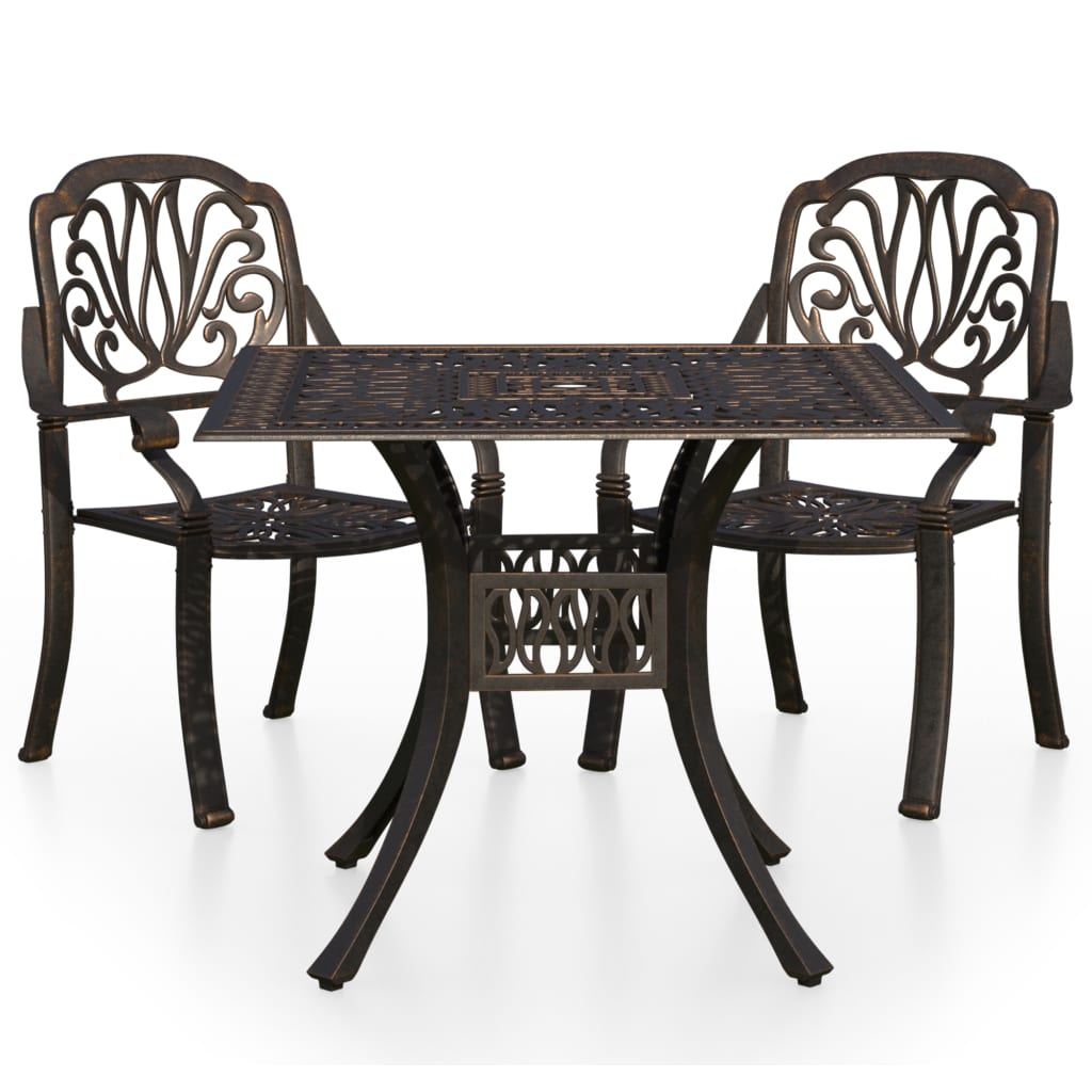 3-Tlg. Bistro-Set Aluminiumguss Bronzen