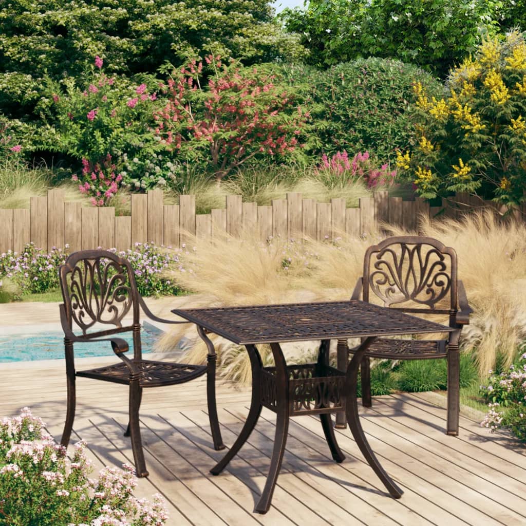 3-Tlg. Bistro-Set Aluminiumguss Bronzen