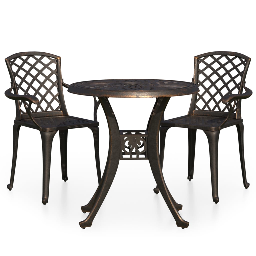 3-Tlg. Bistro-Set Aluminiumguss Bronzen
