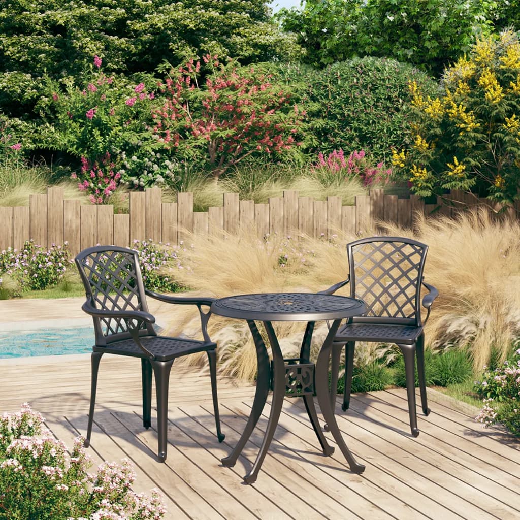 3-Tlg. Bistro-Set Aluminiumguss Bronzen