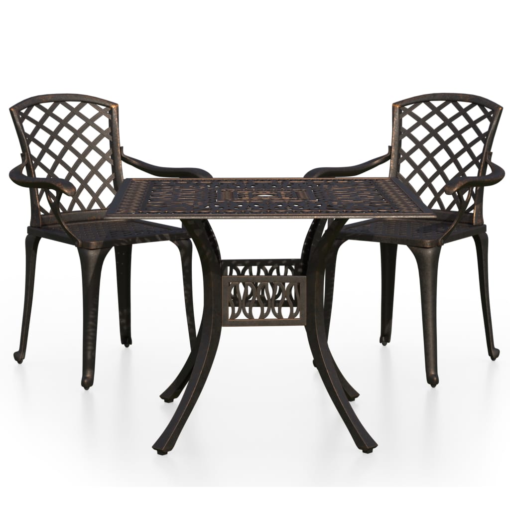 3-Tlg. Bistro-Set Aluminiumguss Bronzen