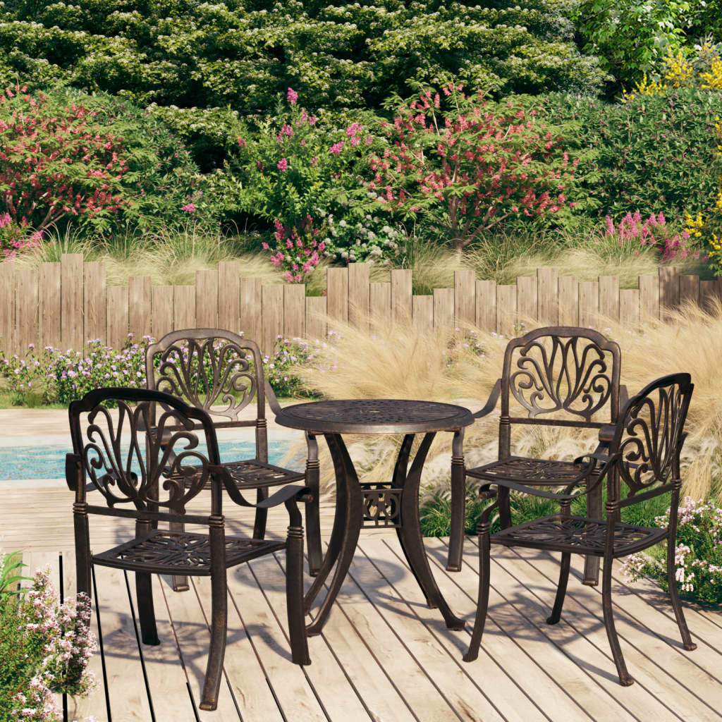 3-Tlg. Bistro-Set Aluminiumguss Bronzen
