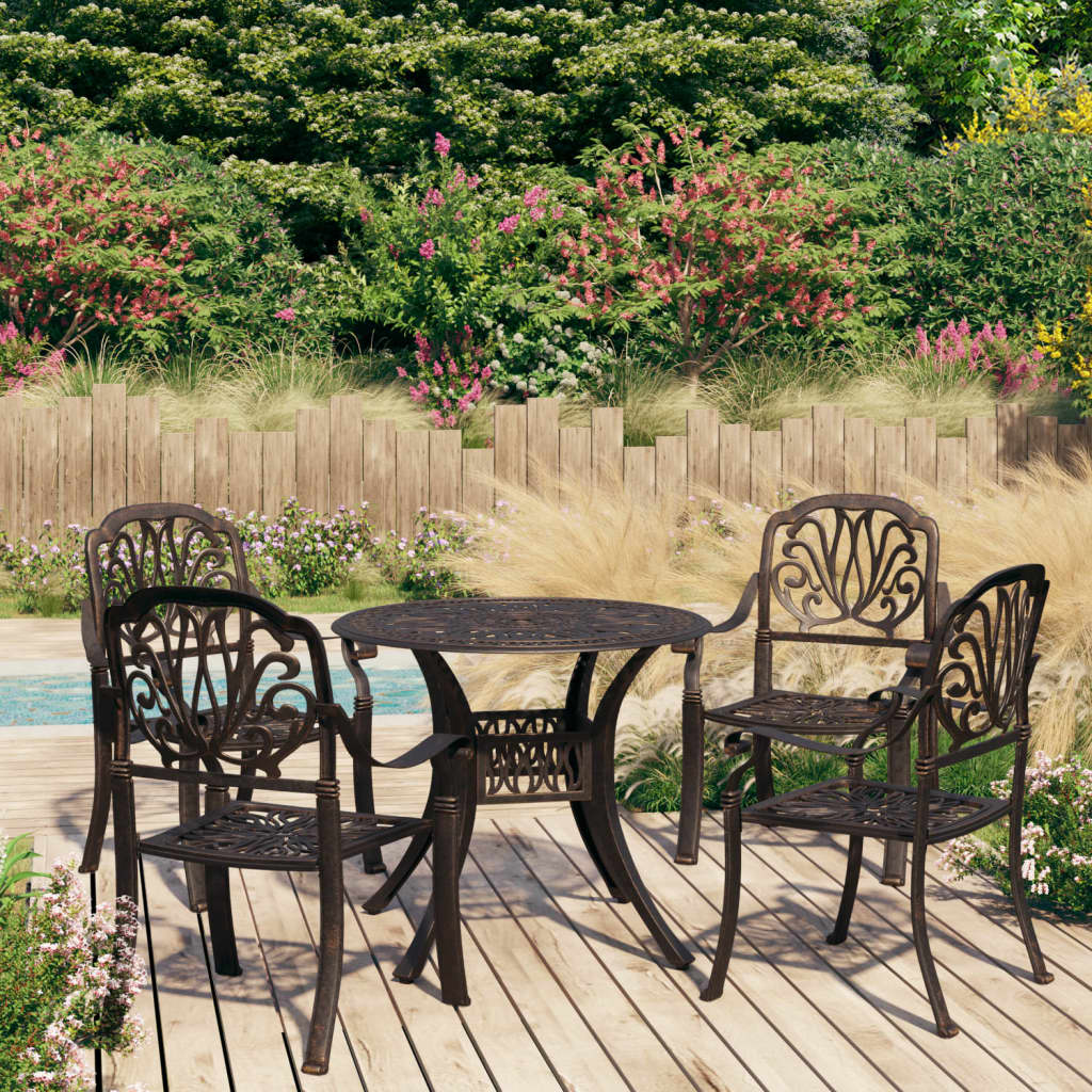 3-Tlg. Bistro-Set Aluminiumguss Bronzen