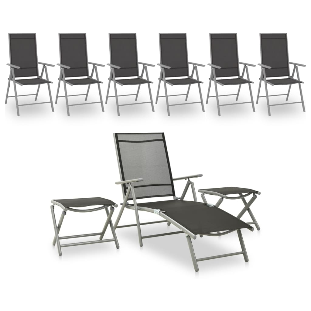 9-Tlg. Garten-Lounge-Set Schwarz Und