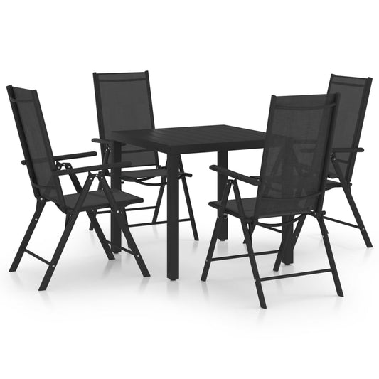 5-Tlg. Garten-Essgruppe Aluminium Schwarz