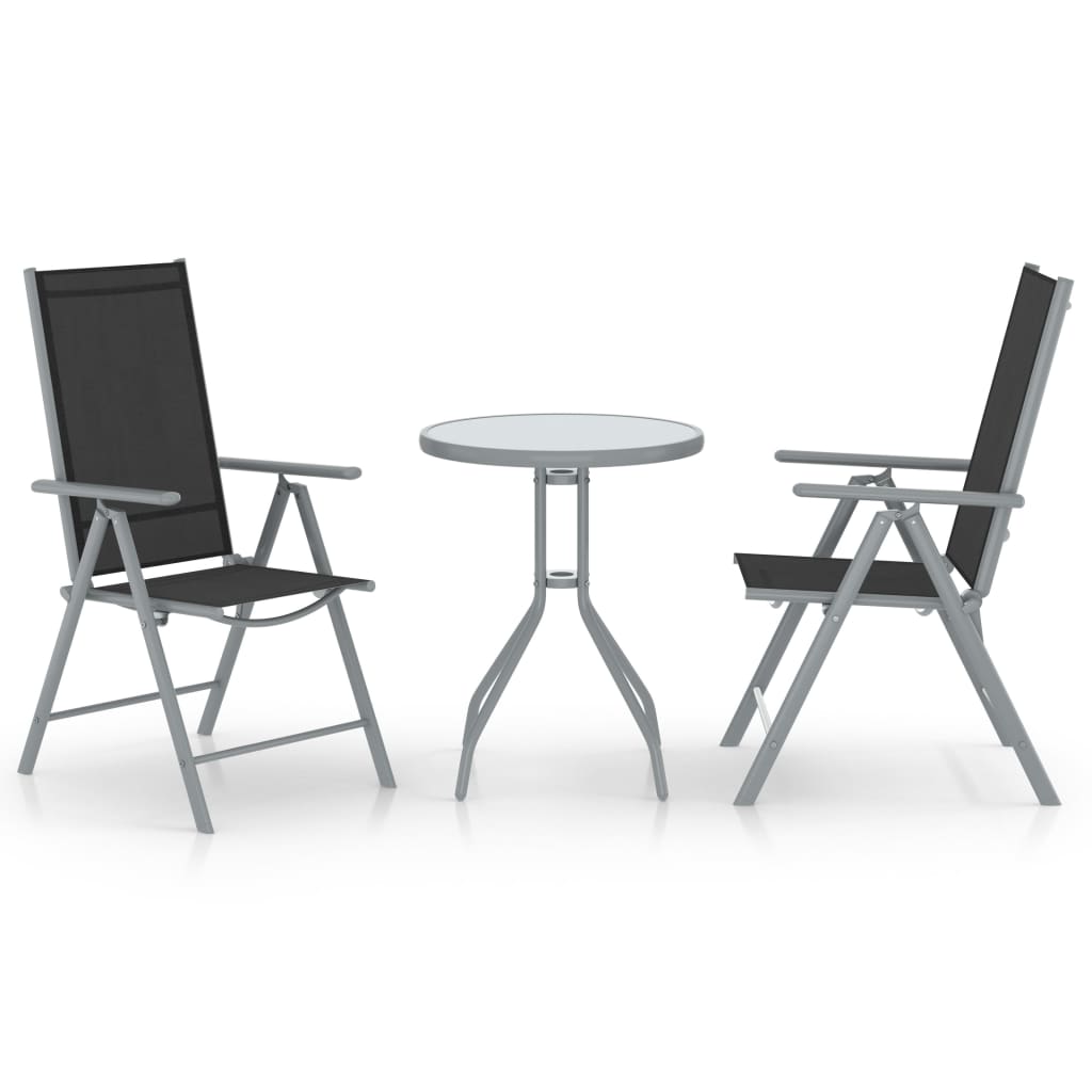 3-Tlg. Bistro-Set Aluminium Und Textilene