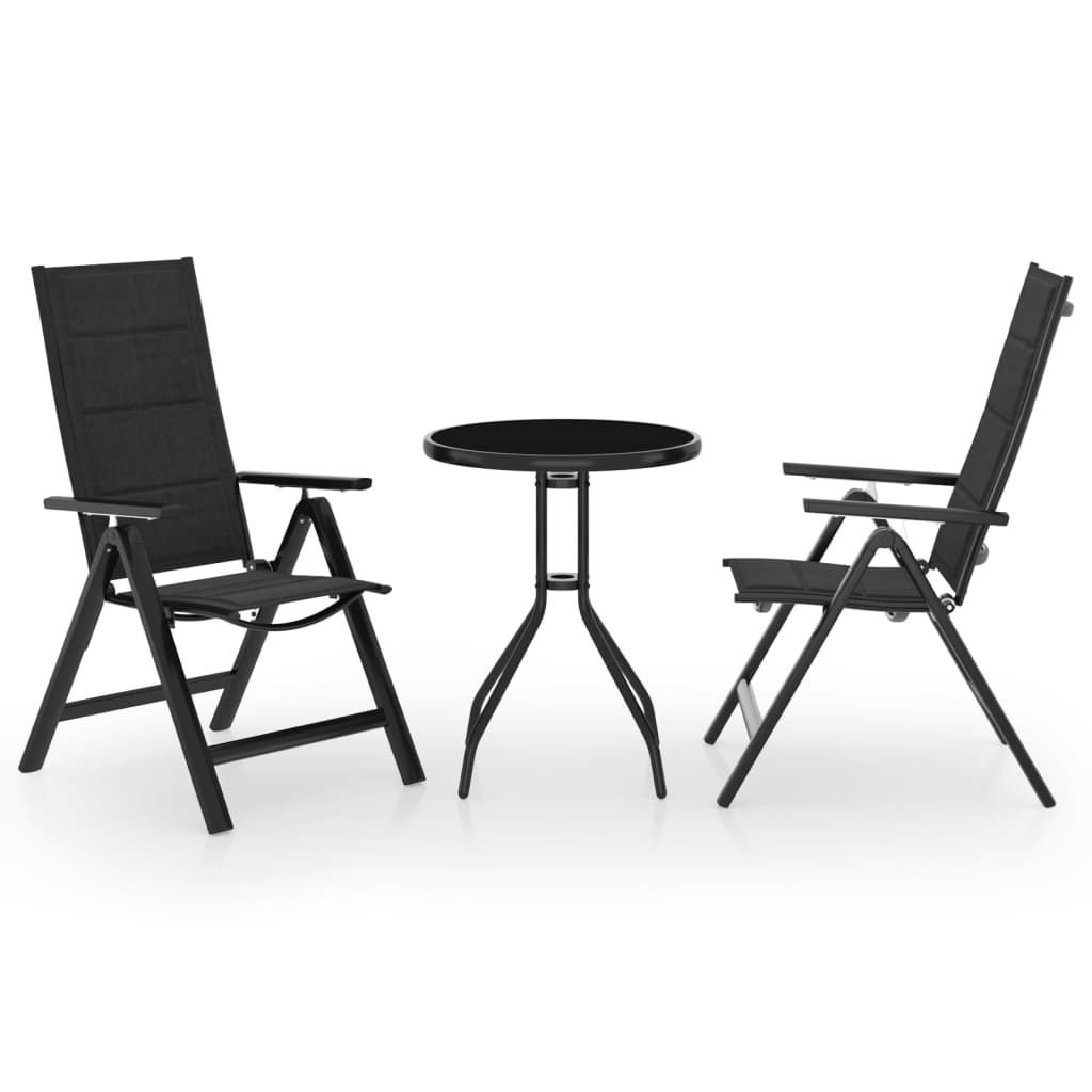 3-Tlg. Bistro-Set Schwarz Und Anthrazit