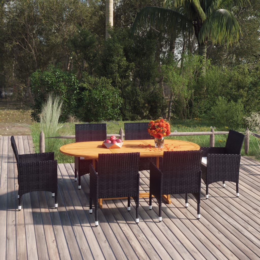 7-Tlg. Garten-Essgruppe Poly Rattan