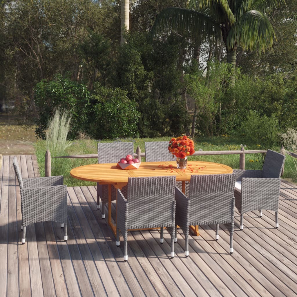 7-Tlg. Garten-Essgruppe Poly Rattan