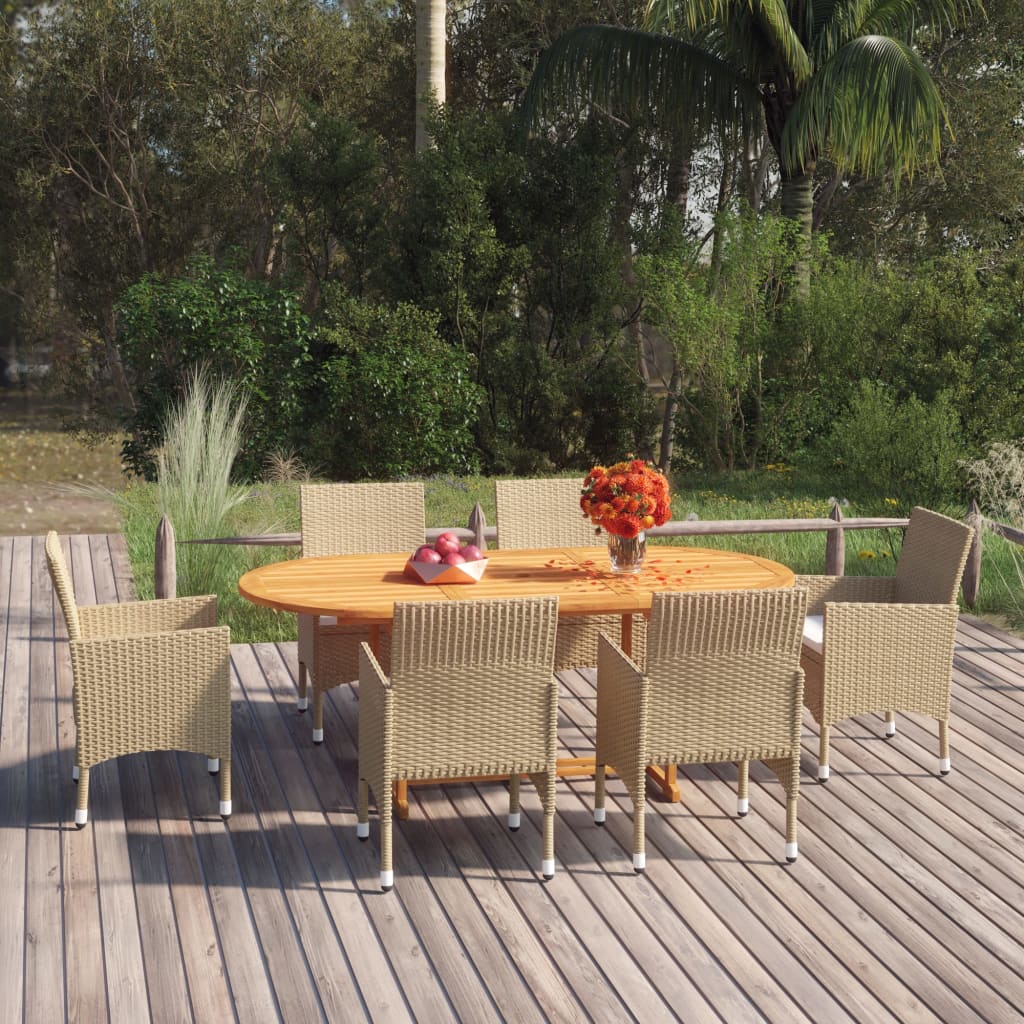 7-Tlg. Garten-Essgruppe Poly Rattan