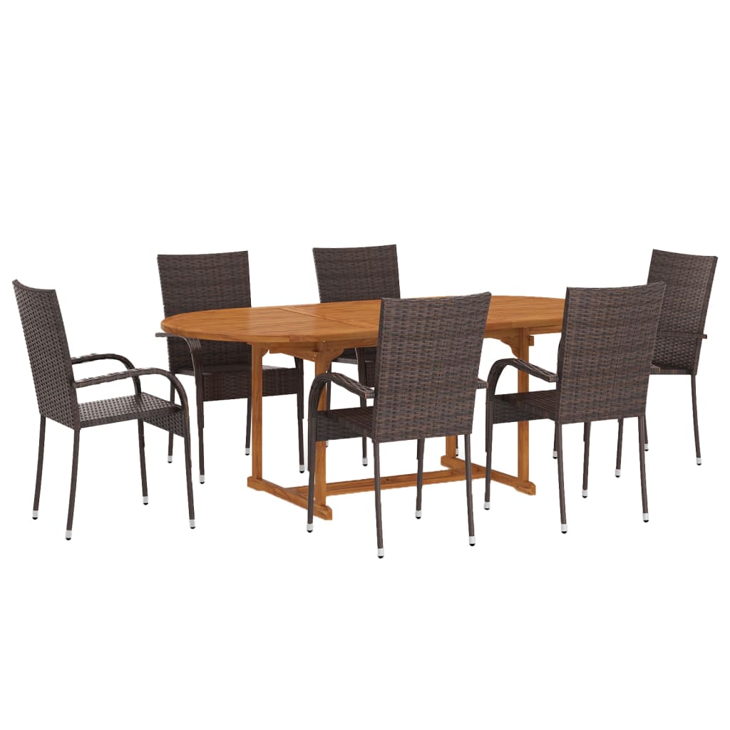 7-Tlg. Garten-Essgruppe Poly Rattan