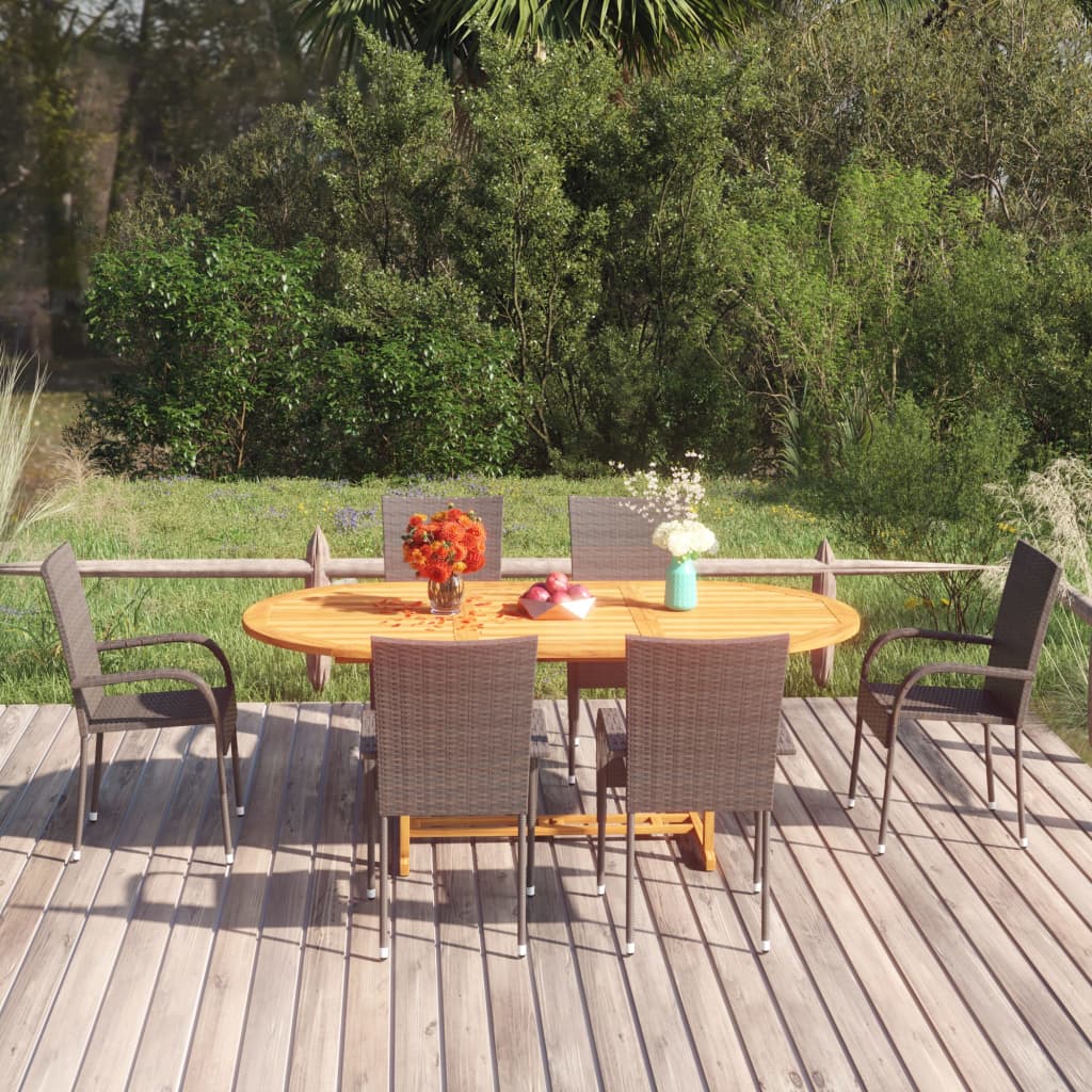 7-Tlg. Garten-Essgruppe Poly Rattan