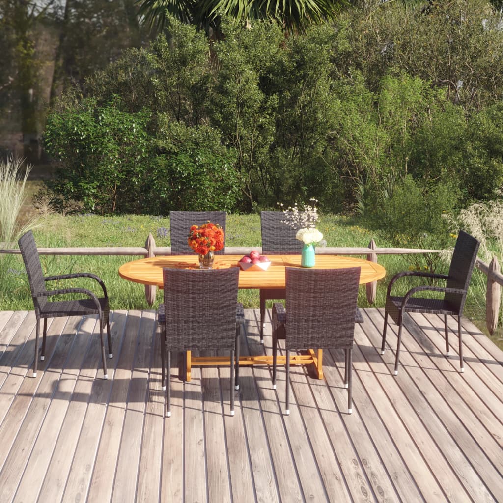 7-Tlg. Garten-Essgruppe Poly Rattan