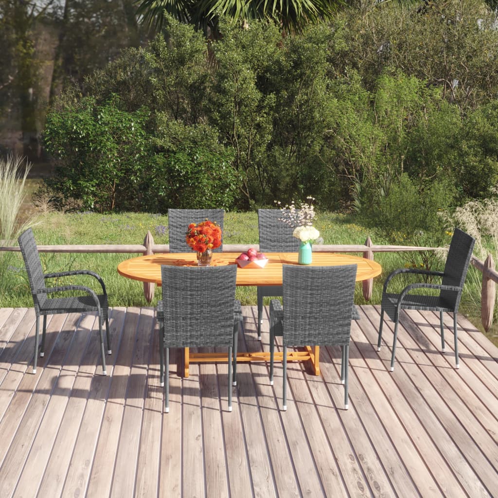 7-Tlg. Garten-Essgruppe Poly Rattan
