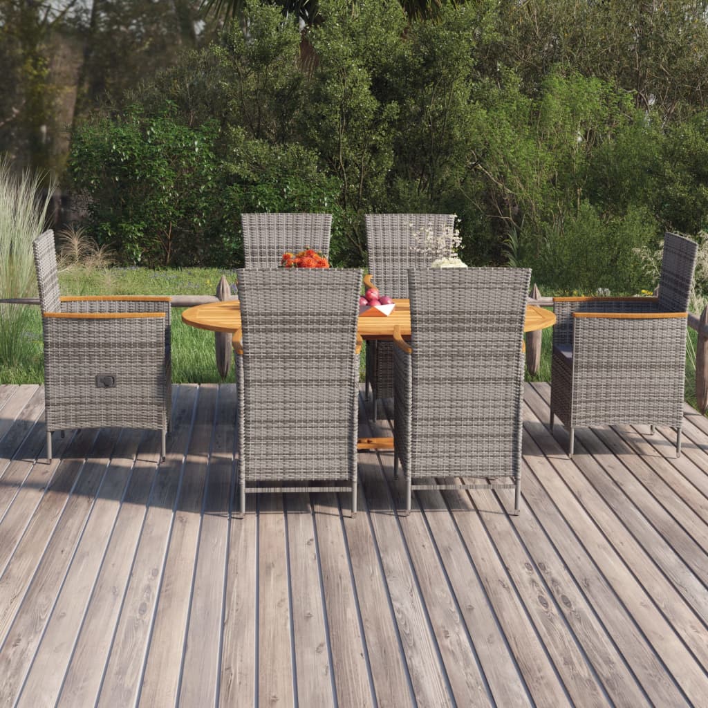 7-Tlg. Garten-Essgruppe Poly Rattan