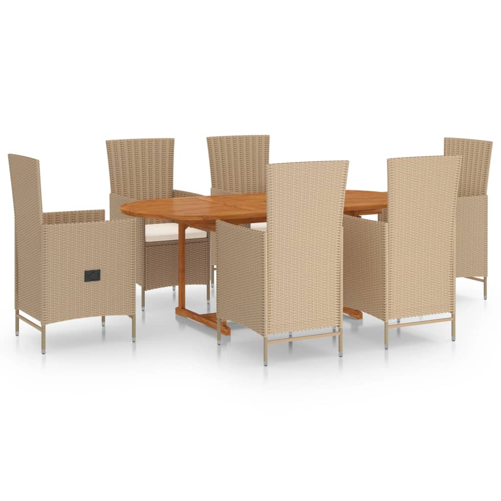 7-Tlg. Garten-Essgruppe Poly Rattan