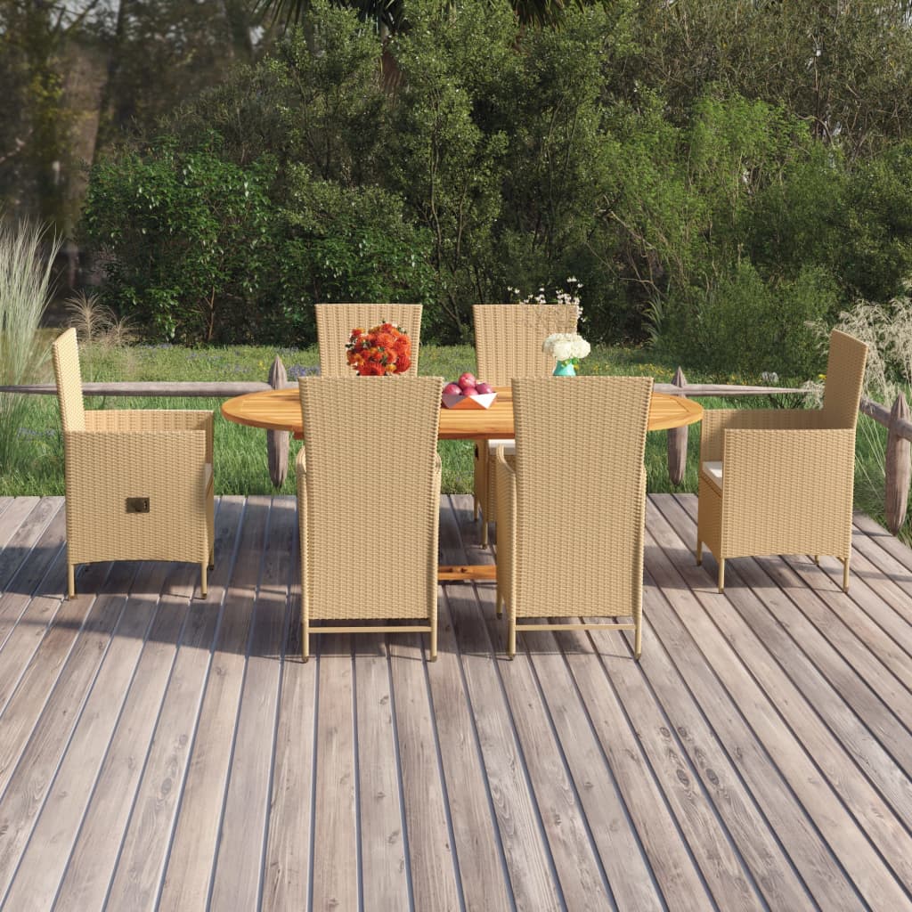 7-Tlg. Garten-Essgruppe Poly Rattan
