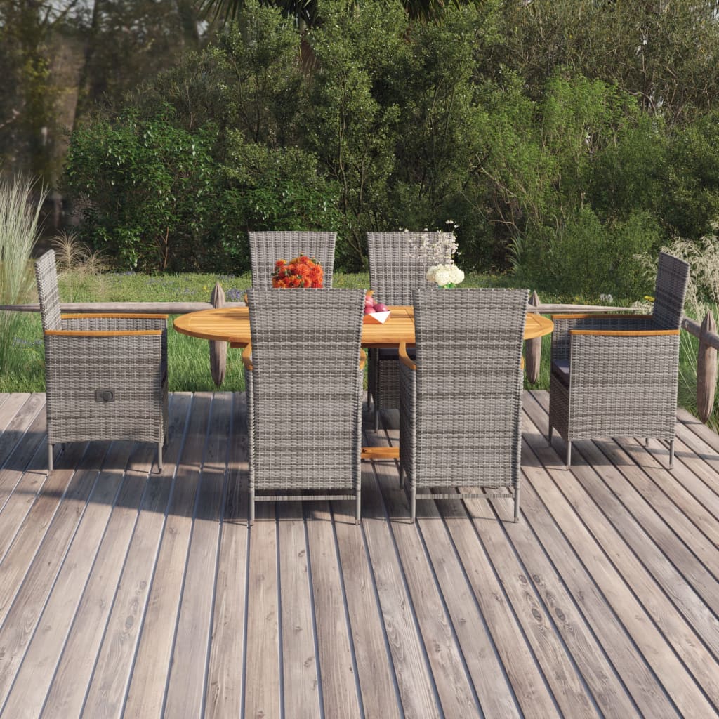 7-Tlg. Garten-Essgruppe Poly Rattan