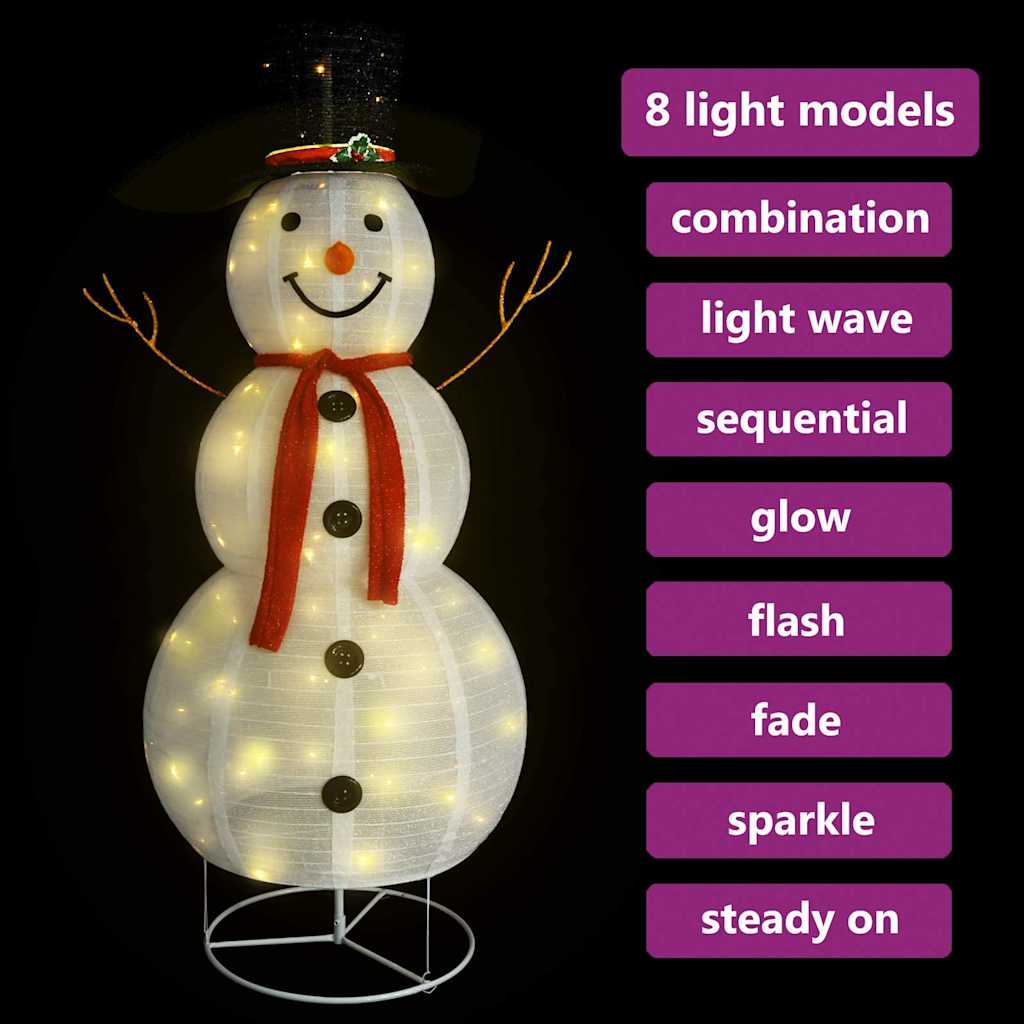 Led-Schneemann Weihnachtsfigur Luxus-Stoff