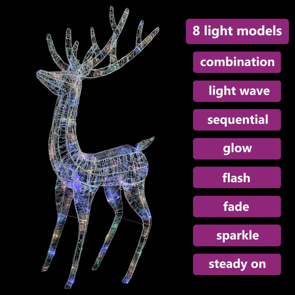 Led-Rentier Xxl Acryl Weihnachtsdeko 250 Led 180 Cm Mehrfarbig