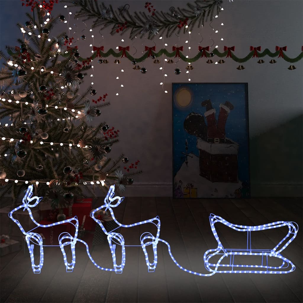 Weihnachtsdekoration Rentiere Und Schlitten Outdoor 576 Leds Kaltweiß