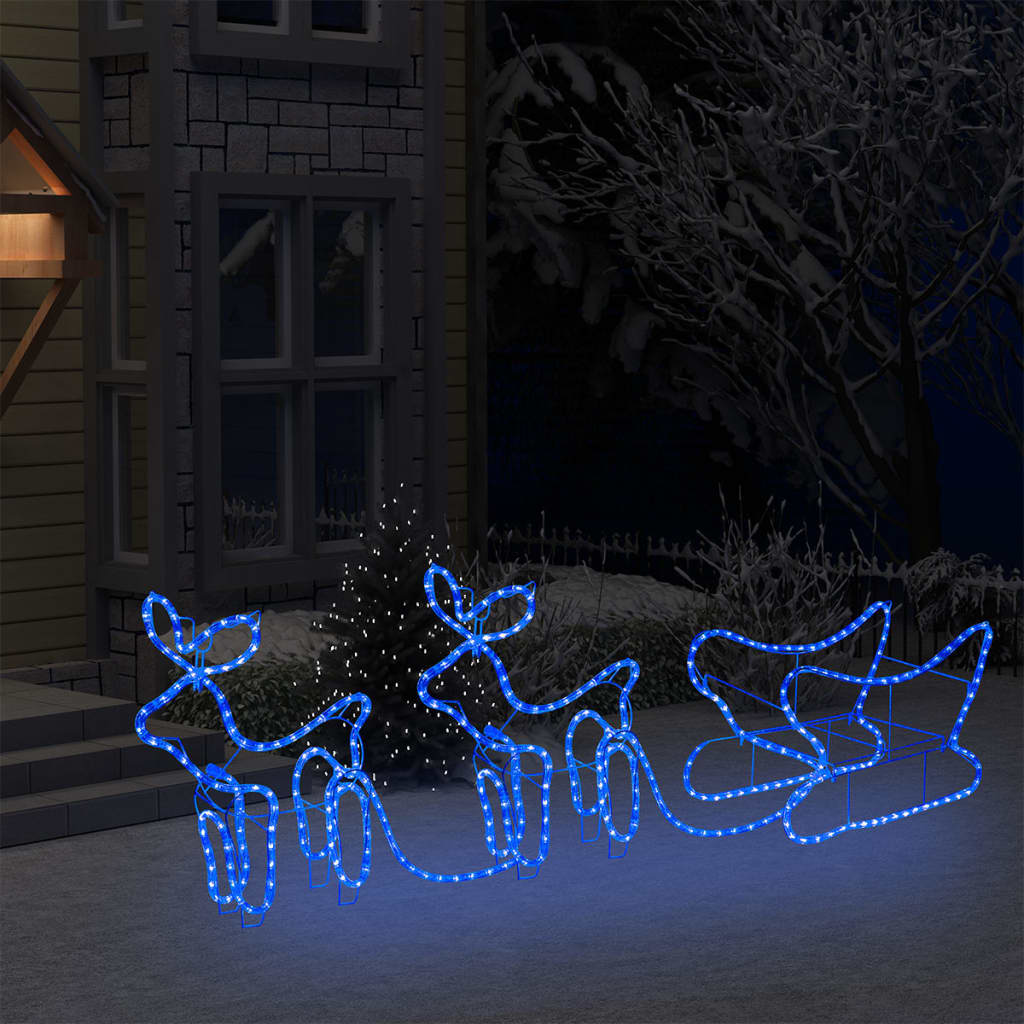 Weihnachtsdekoration Rentiere Und Schlitten Outdoor 576 Leds Blau