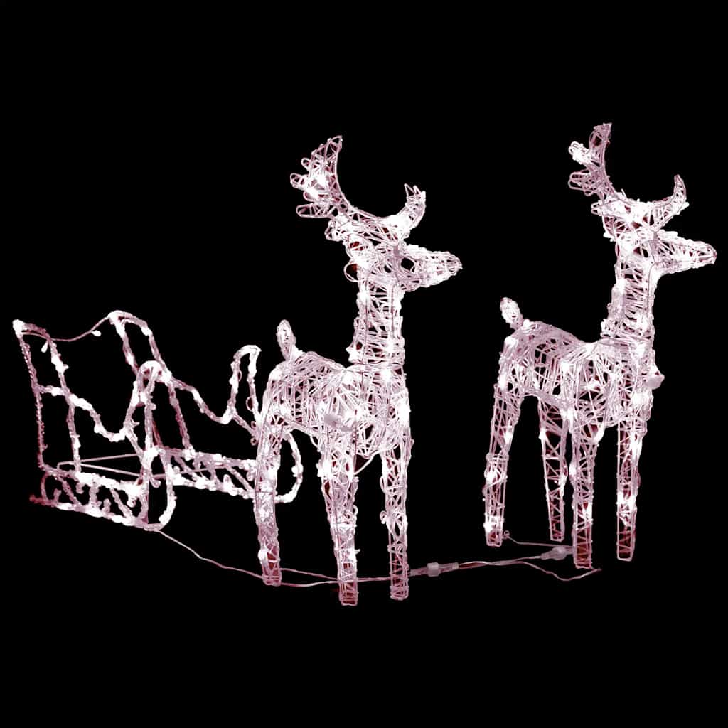 Rentiere & Schlitten Weihnachtsdekoration 160 Leds 130 Cm Acryl Warmweiß