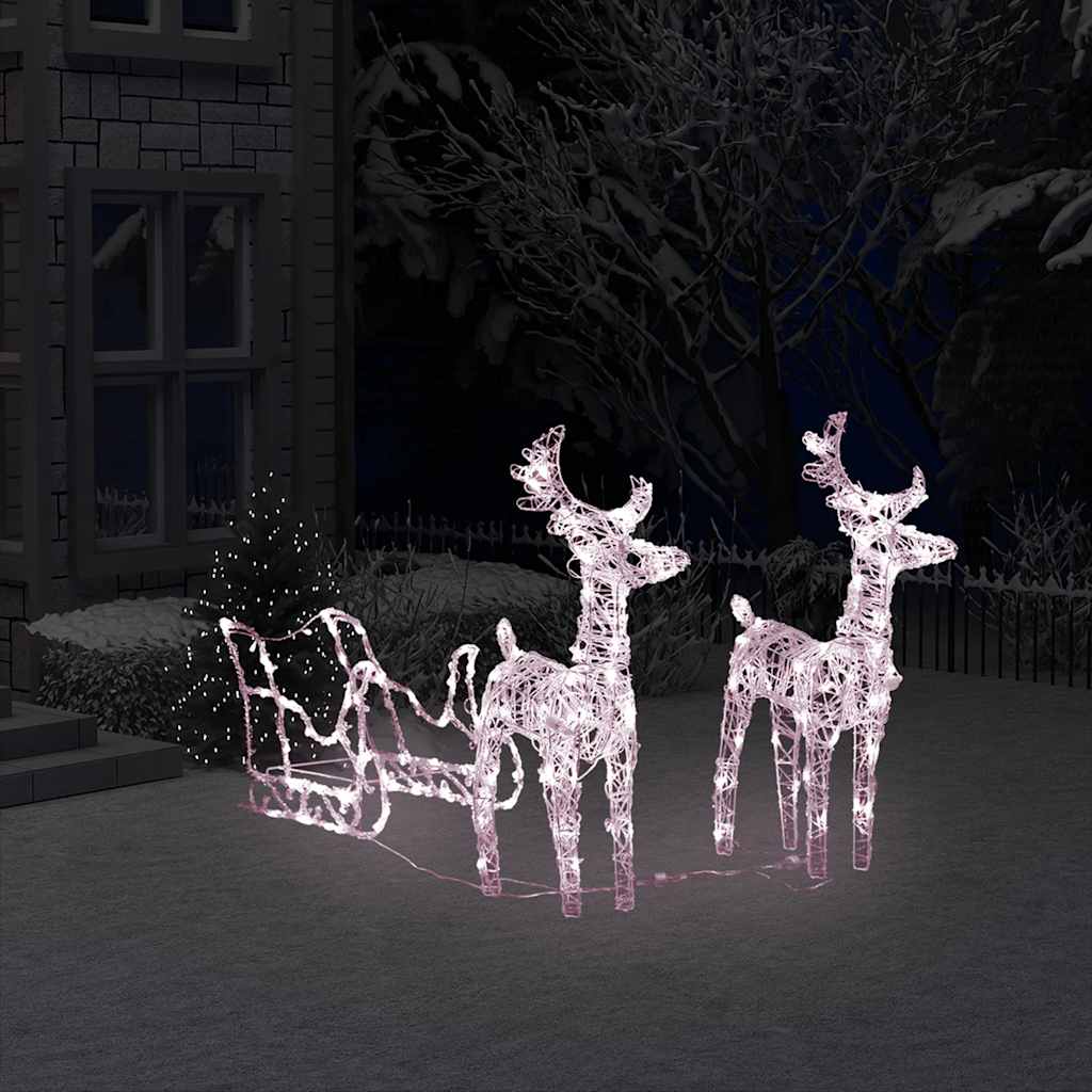 Rentiere & Schlitten Weihnachtsdekoration 160 Leds 130 Cm Acryl Warmweiß