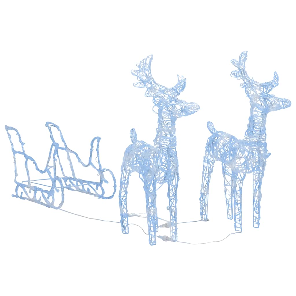 Rentiere & Schlitten Weihnachtsdekoration 160 Leds 130 Cm Acryl Blau