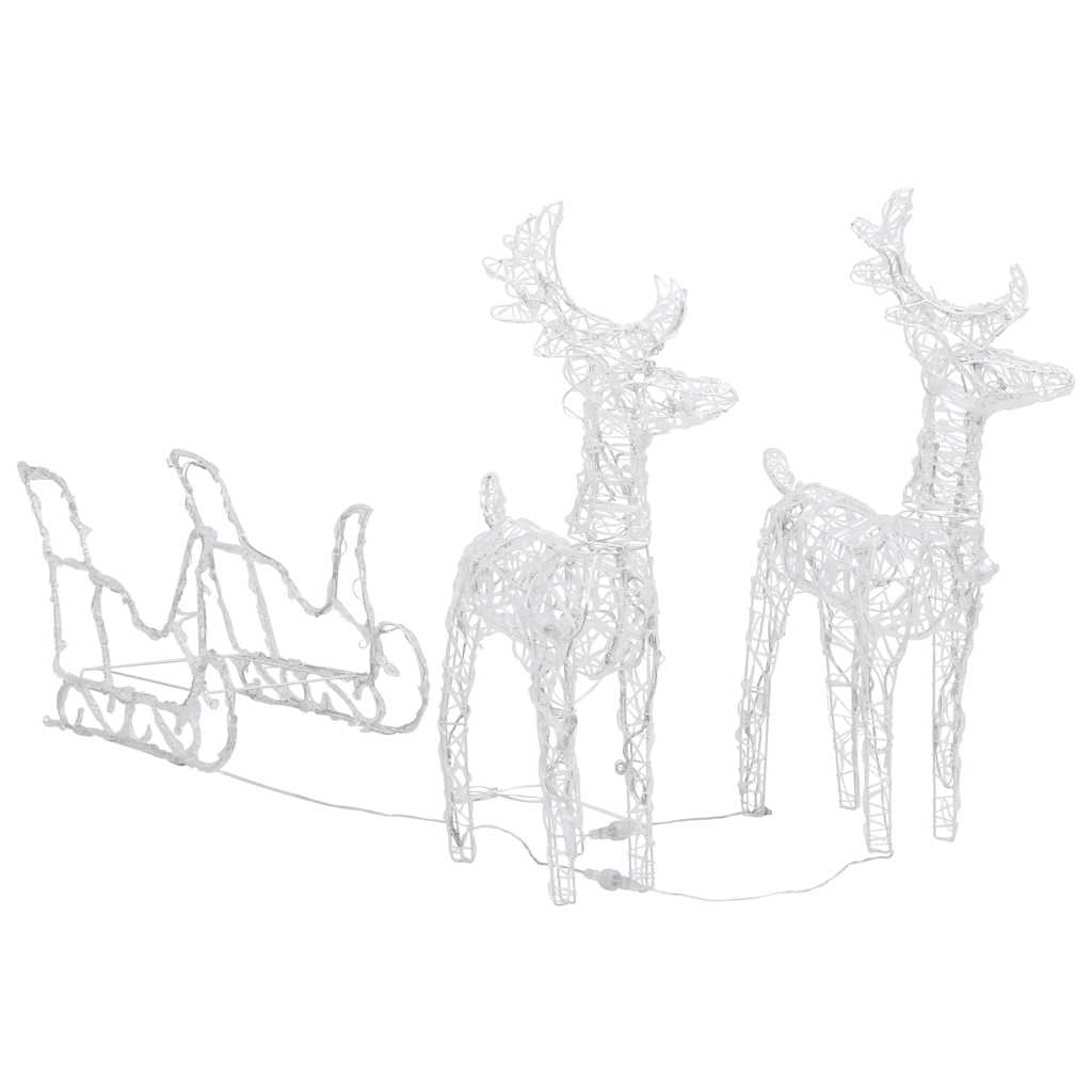 Rentiere & Schlitten Weihnachtsdekoration 160 Leds 130 Cm Acryl Blau