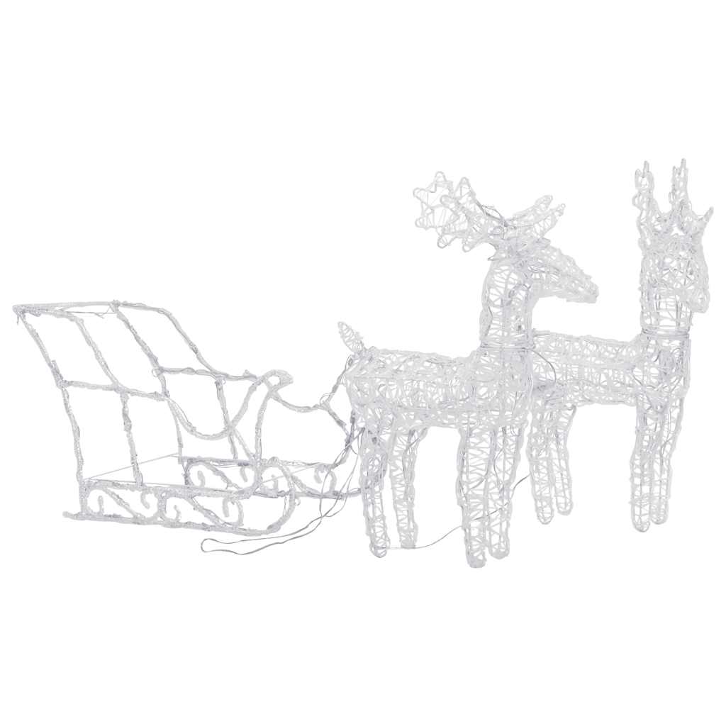 Rentiere & Schlitten Weihnachtsdekoration 160 Leds 130 Cm Acryl Mehrfarbig