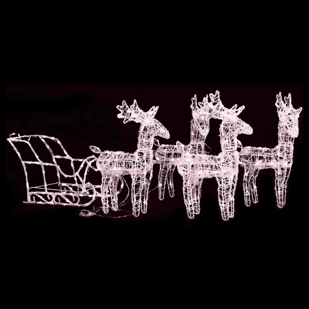 Rentiere & Schlitten Weihnachtsdekoration 160 Leds 130 Cm Acryl Warmweiß