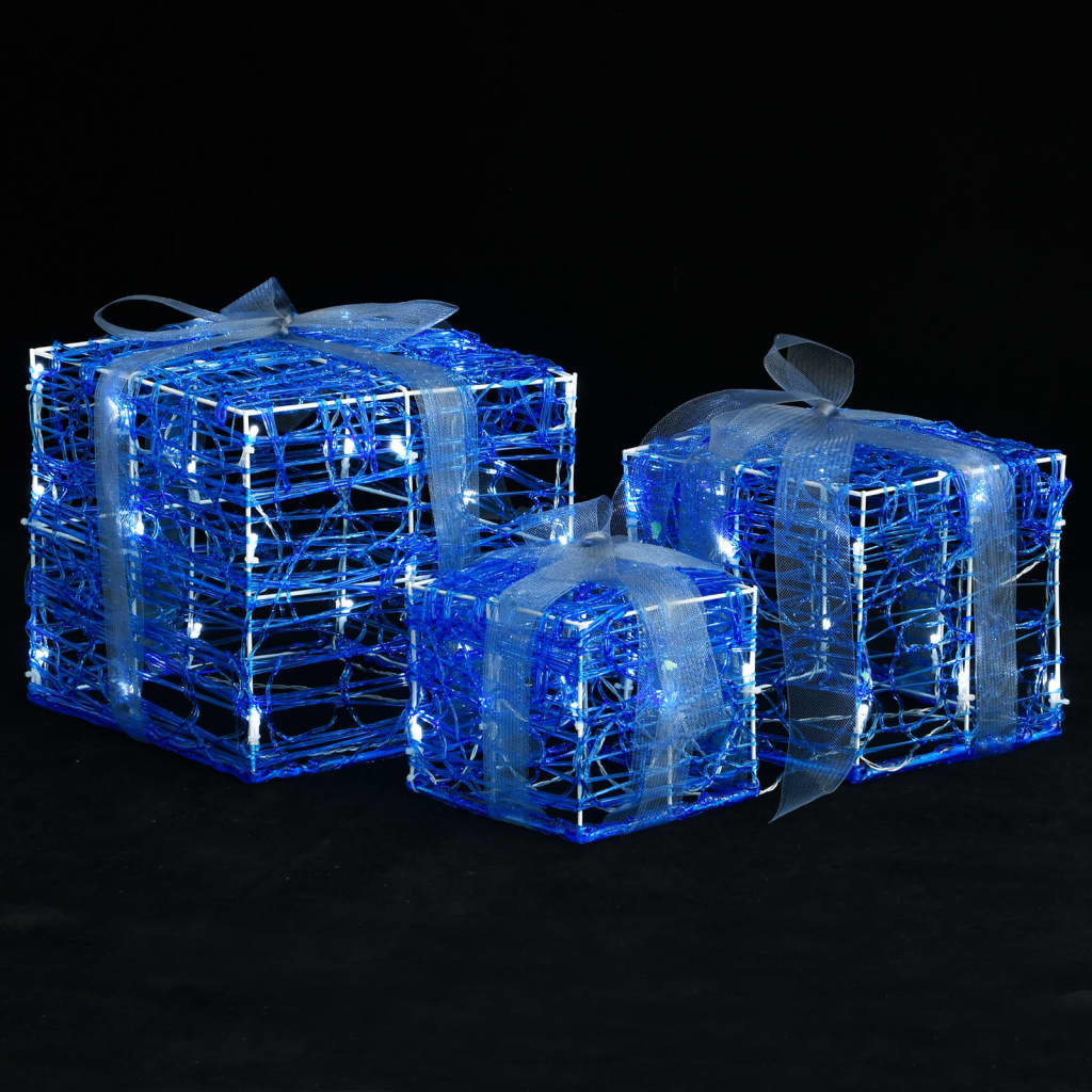 Led-Geschenkboxen 3 Stk. Weihnachtsdekoration Kaltweiß