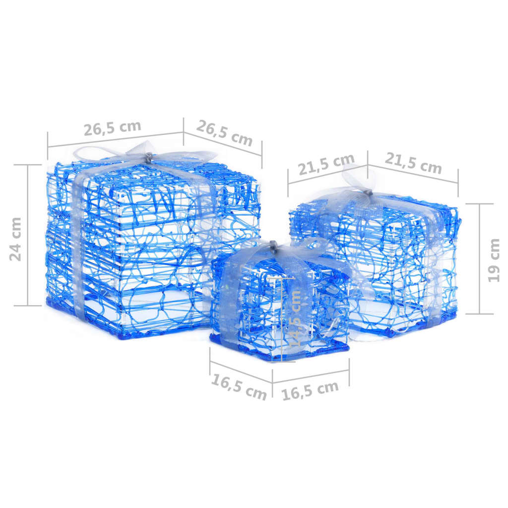 Led-Geschenkboxen 3 Stk. Weihnachtsdekoration Kaltweiß