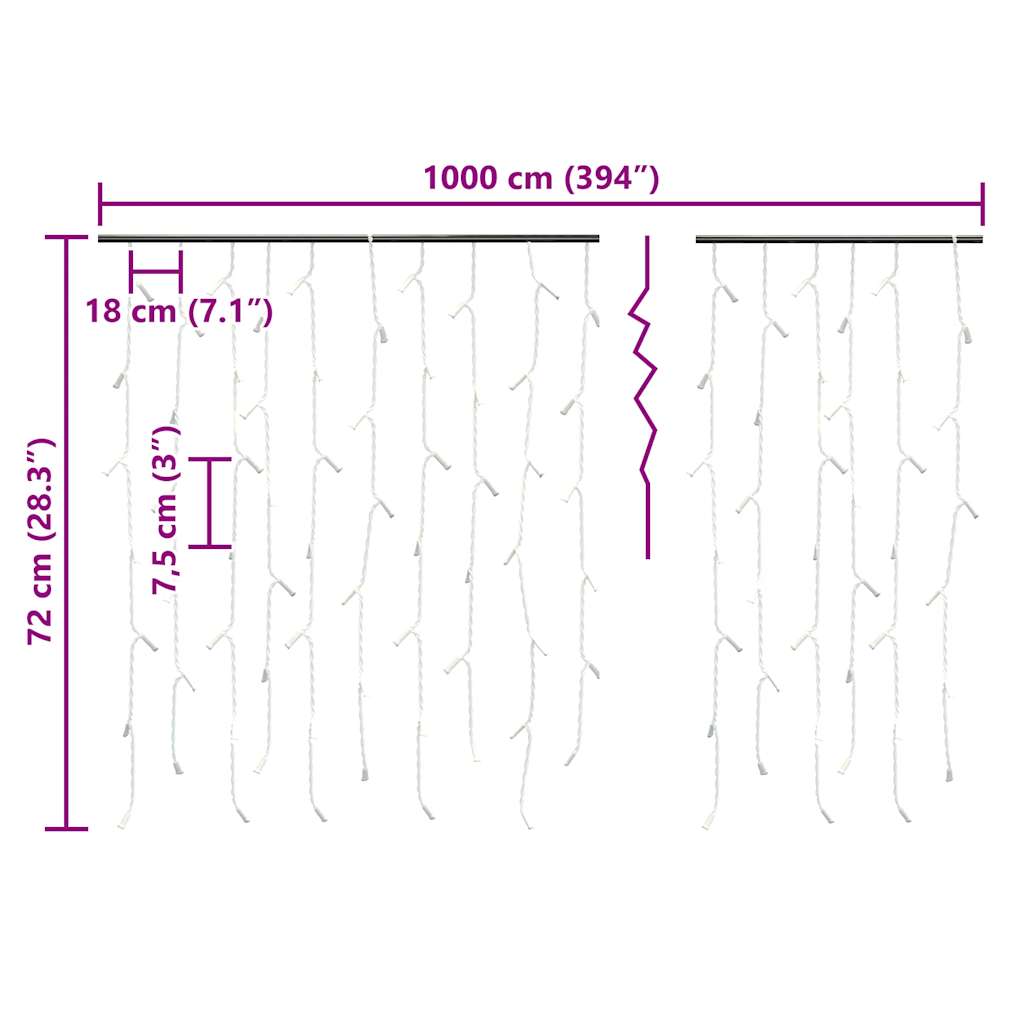 Lichtervorhang Led Eiszapfen 10 M 400 Led 8 Funktionen