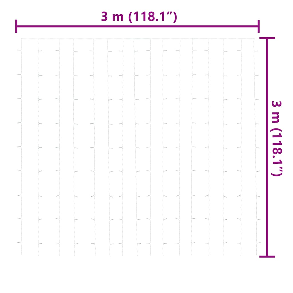 Led-Lichtervorhang 3X3 M 300 Led 8 Funktionen