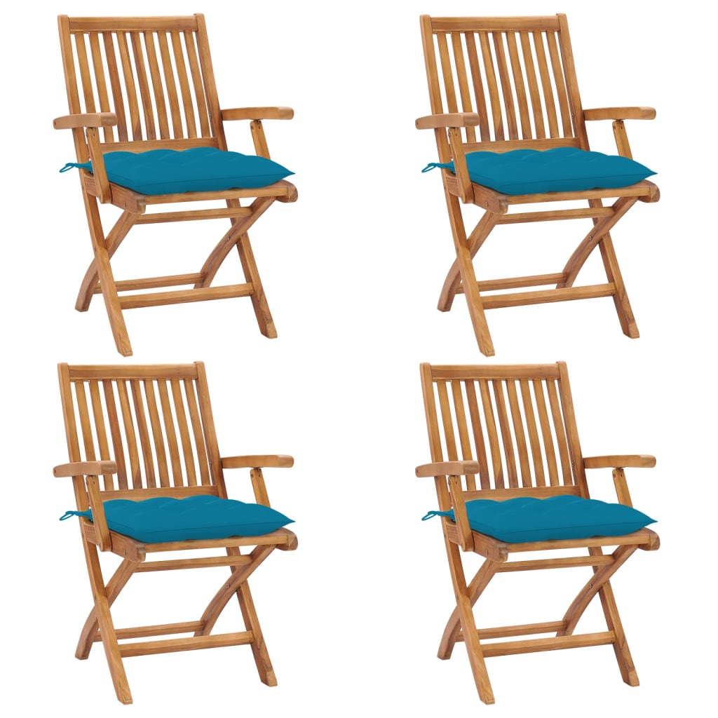 Gartenstühle 2 Stk. Mit En Kissen Massivholz Teak