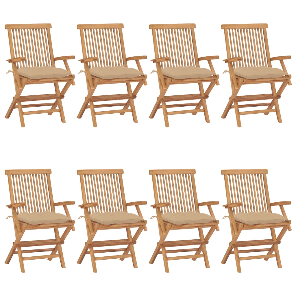 Gartenstühle Mit En Kissen 8 Stk. Massivholz Teak