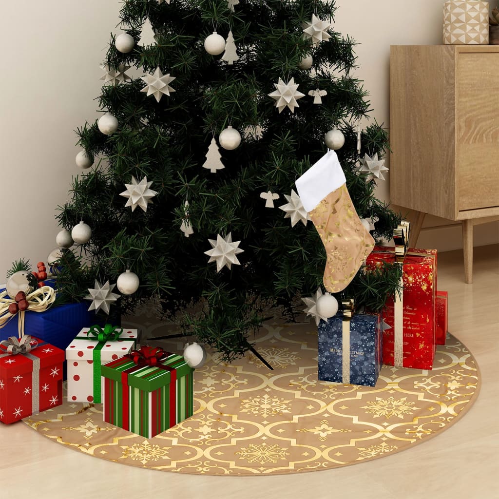 Luxus-Weihnachtsbaumrock Mit Socke Stoff