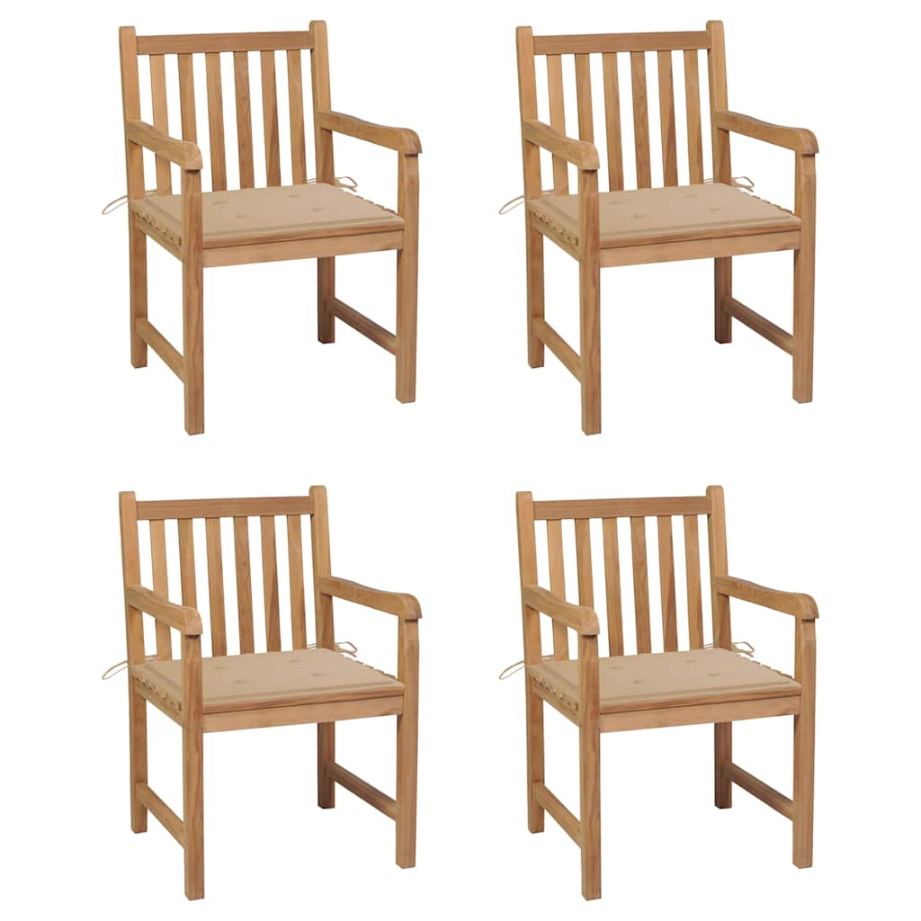 Gartenstühle 6 Stk. Mit En Kissen Massivholz Teak