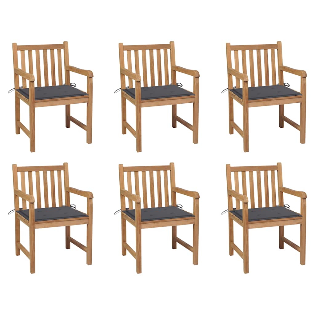 Gartenstühle 6 Stk. Mit En Kissen Massivholz Teak