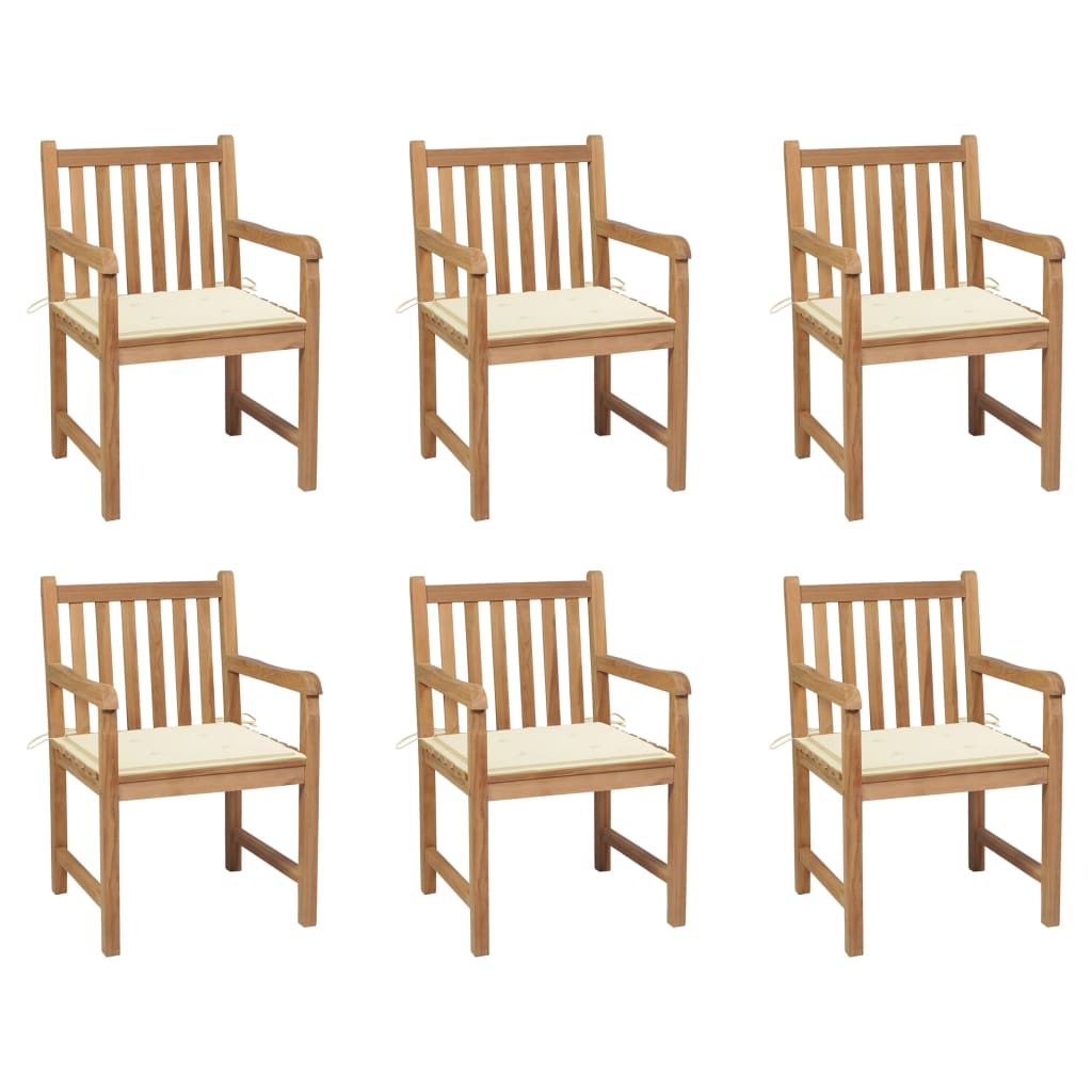 Gartenstühle 6 Stk. Mit En Kissen Massivholz Teak