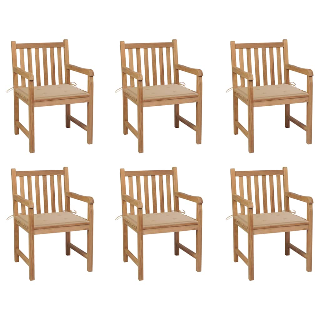 Gartenstühle 6 Stk. Mit En Kissen Massivholz Teak