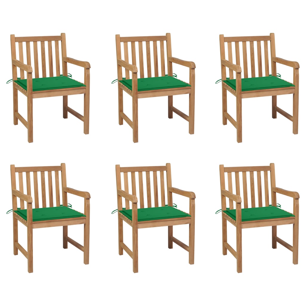 Gartenstühle 6 Stk. Mit En Kissen Massivholz Teak