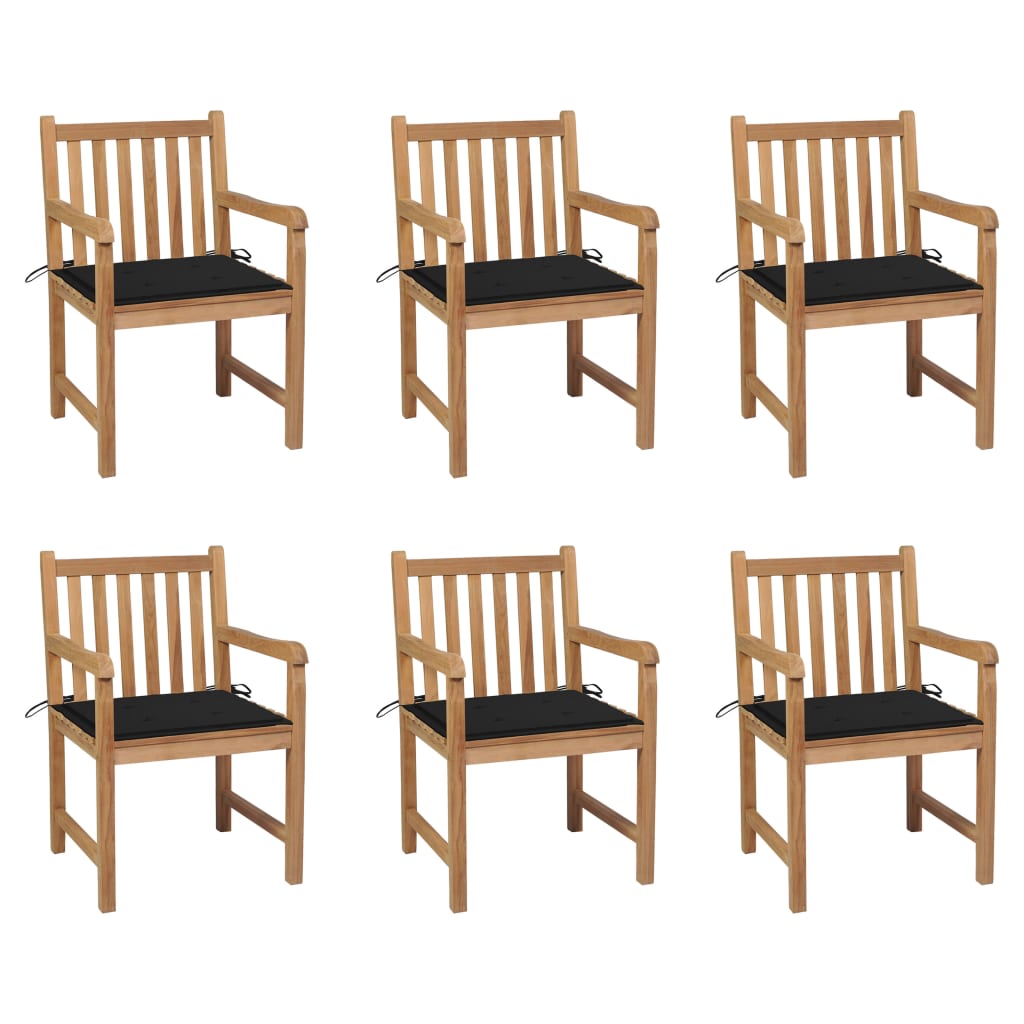 Gartenstühle 6 Stk. Mit En Kissen Massivholz Teak